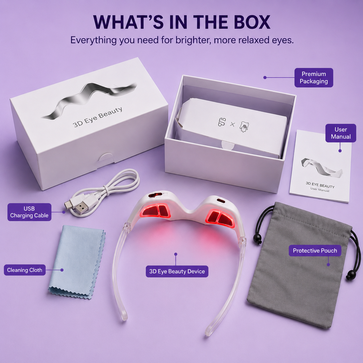Under Eye Red Light Therapy Massager Glasses – Microcurrent Eye Wand for Dark Circles & Puffiness