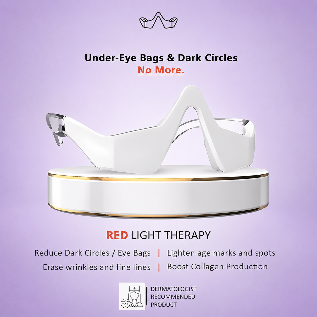 Under Eye Red Light Therapy Massager Glasses – Microcurrent Eye Wand for Dark Circles & Puffiness