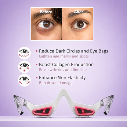 Under Eye Red Light Therapy Massager Glasses – Microcurrent Eye Wand for Dark Circles & Puffiness